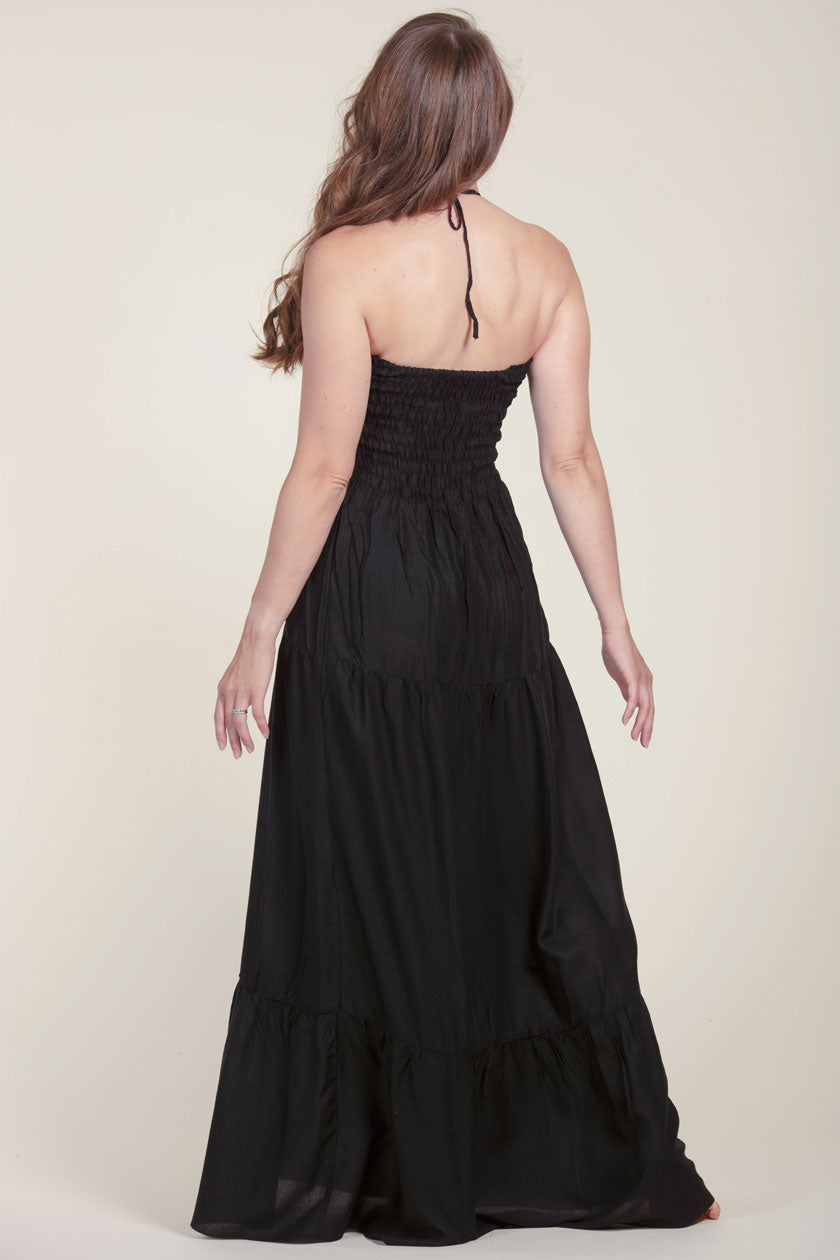 Boho Black Artisan Bandeau Maxi Dress