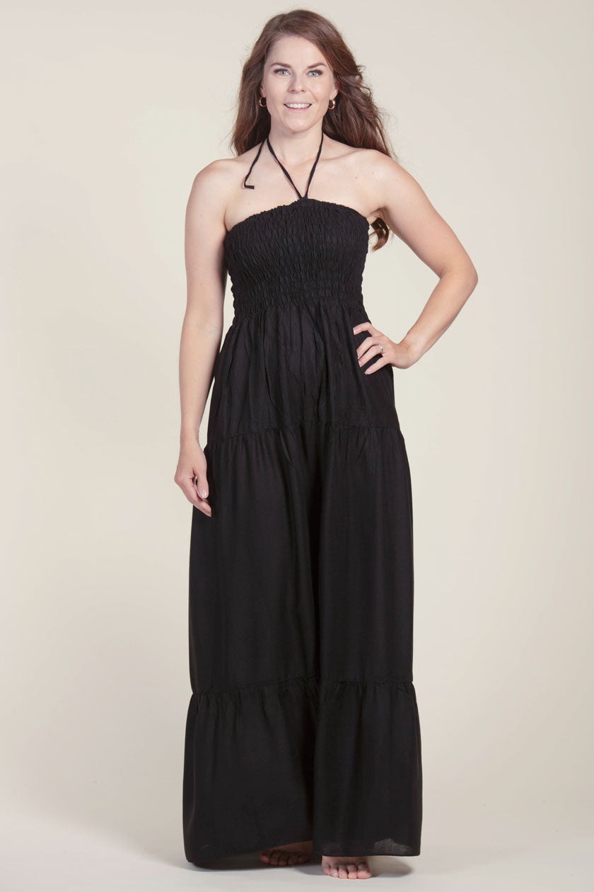 Boho Black Artisan Bandeau Maxi Dress