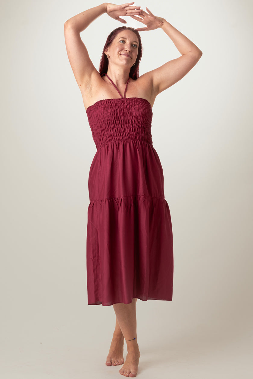 Boho Burgundy Artisan Bandeau Midimekko