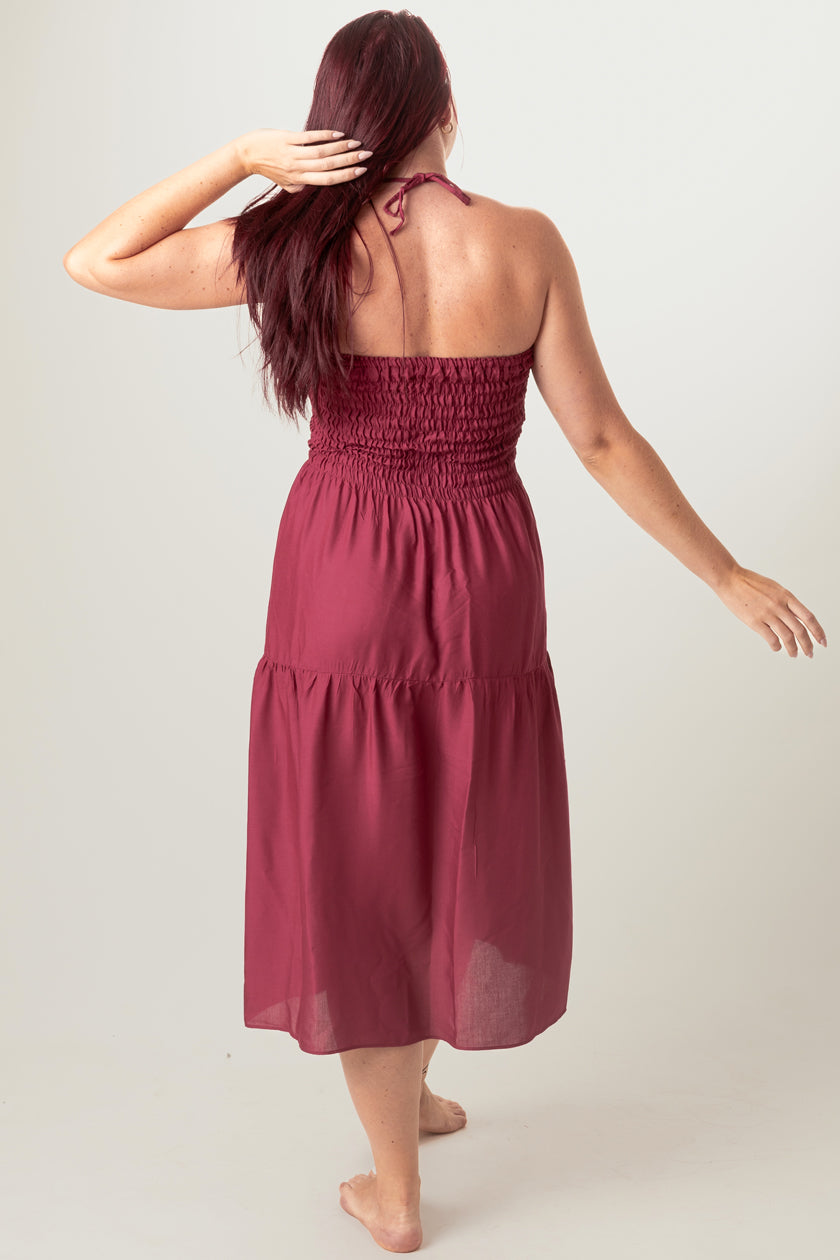 Boho Burgundy Artisan Bandeau Midimekko