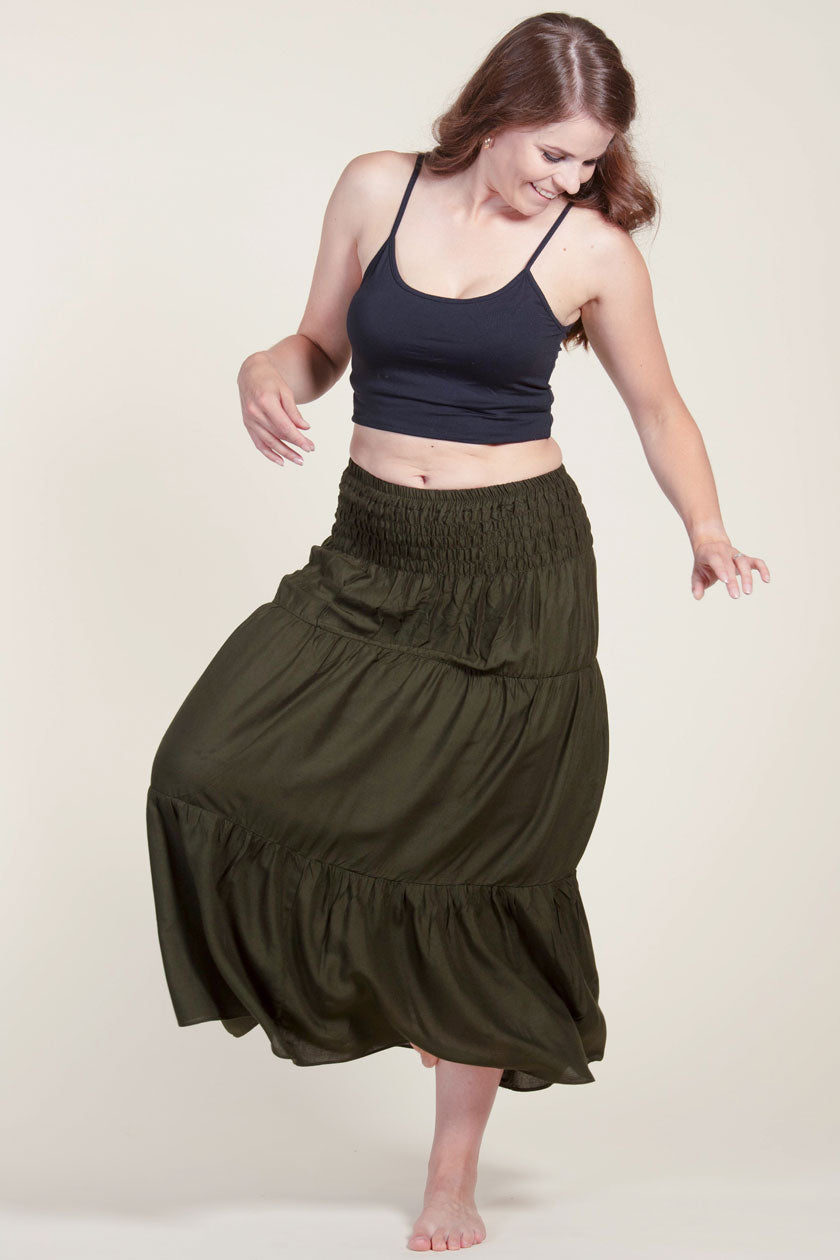 Boho Green Artisan Skirt