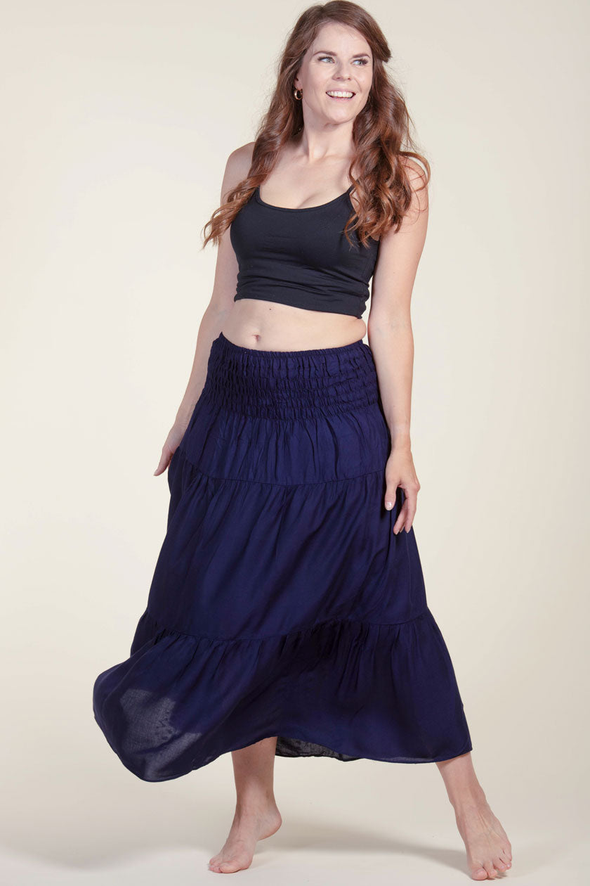 Boho Navy Artisan Skirt