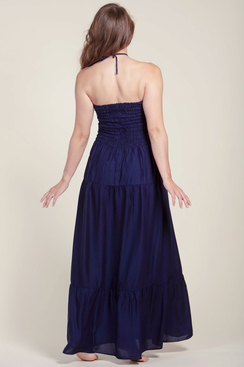 Boho Navy Artisan Bandeau Maxi Dress