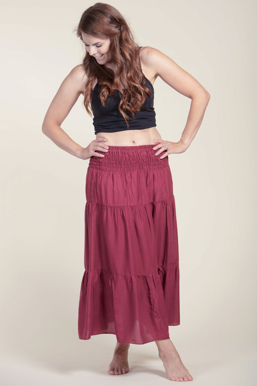 Boho Burgundy Artisan Skirt