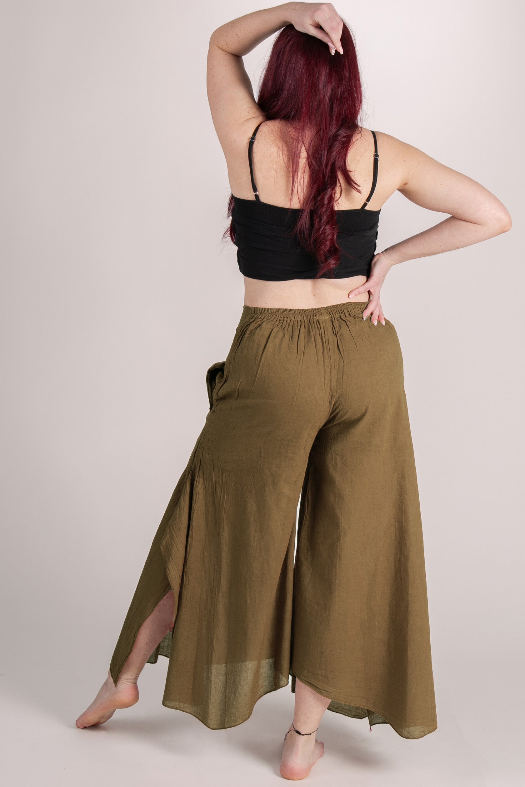 Breeze Khaki Cotton Artisan Palatsihousut