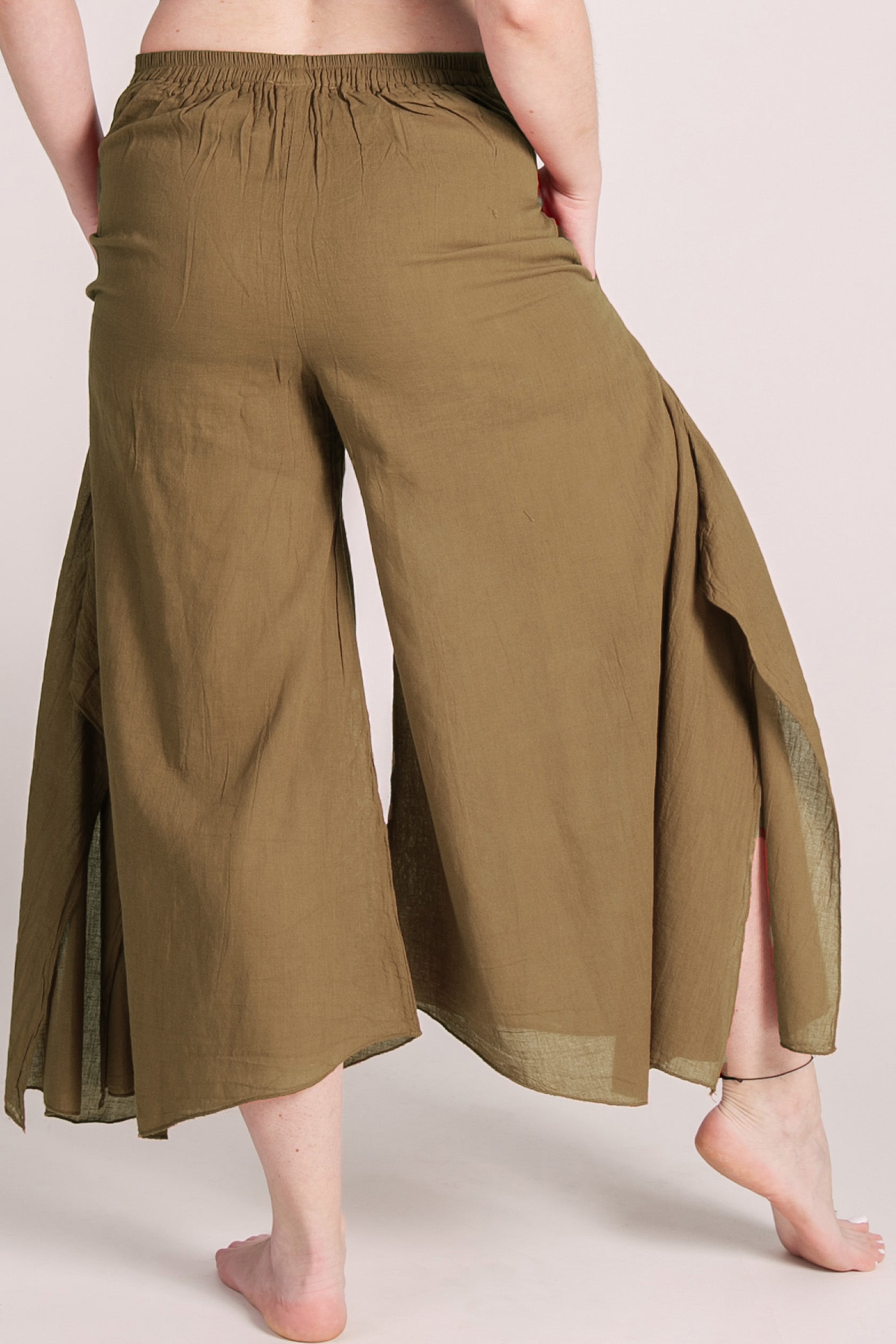 Breeze Khaki Cotton Artisan Palatsihousut