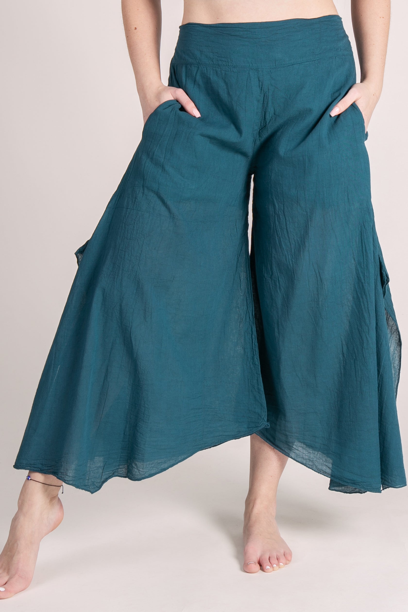 Breeze Teal Cotton Artisan Palatsihousut