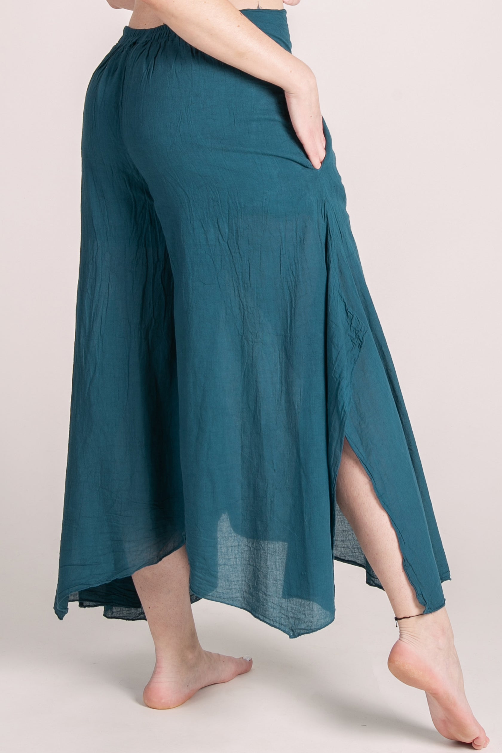 Breeze Teal Cotton Artisan Palatsihousut