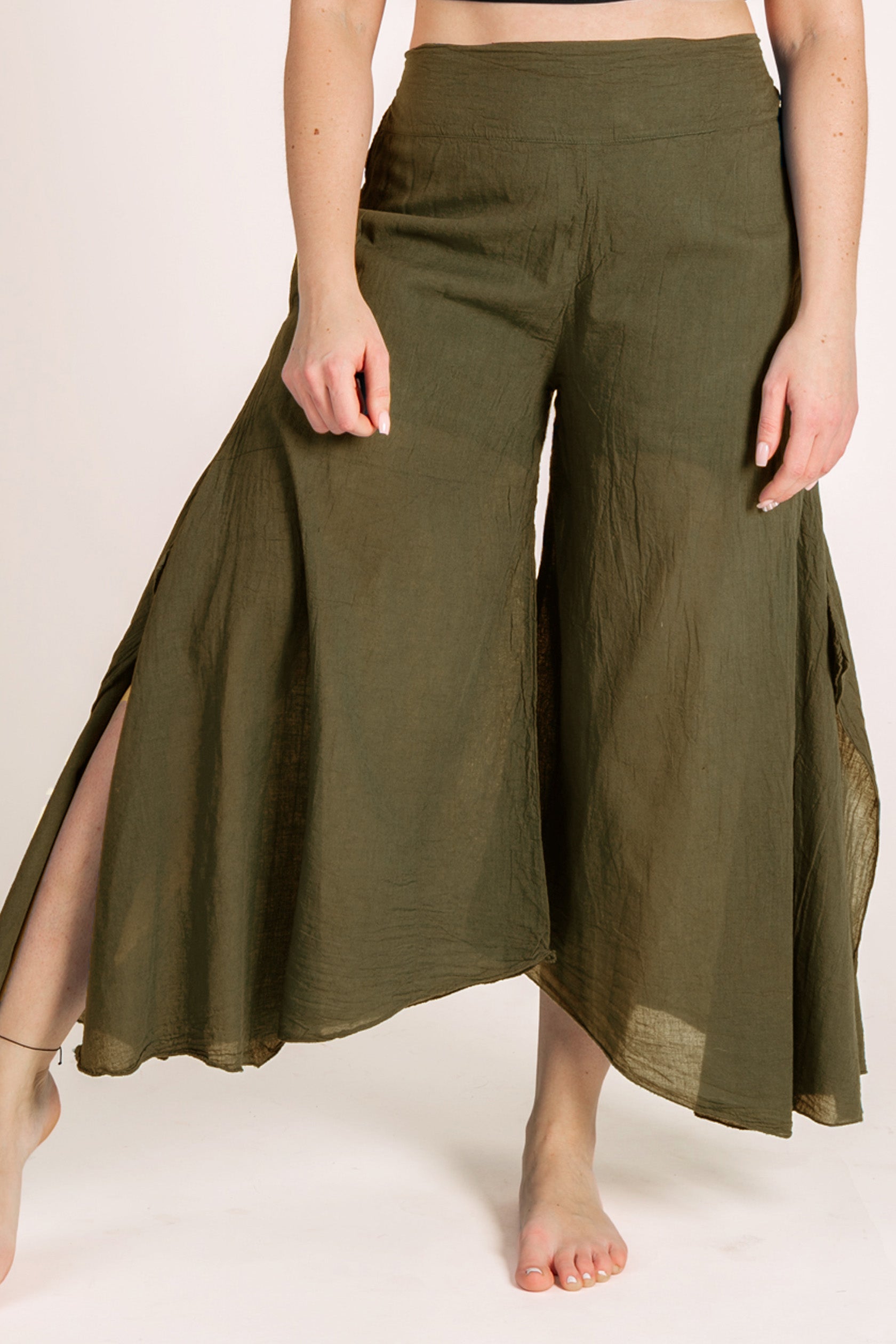 Breeze Moss Green Cotton Artisan Palatsihousut