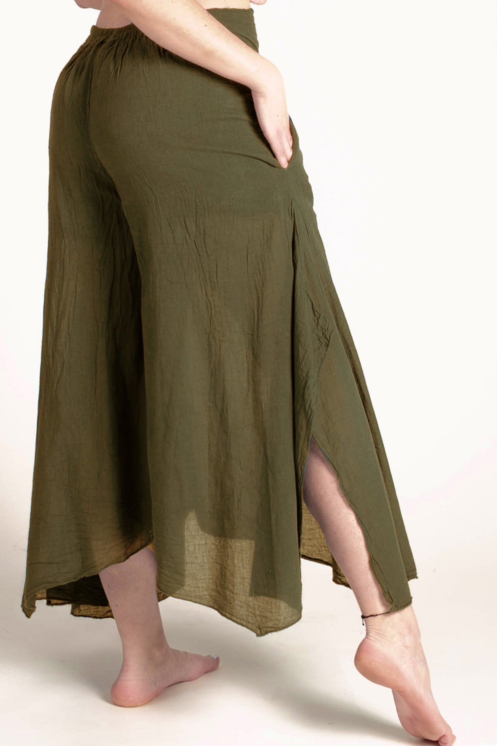 Breeze Moss Green Cotton Artisan Palatsihousut