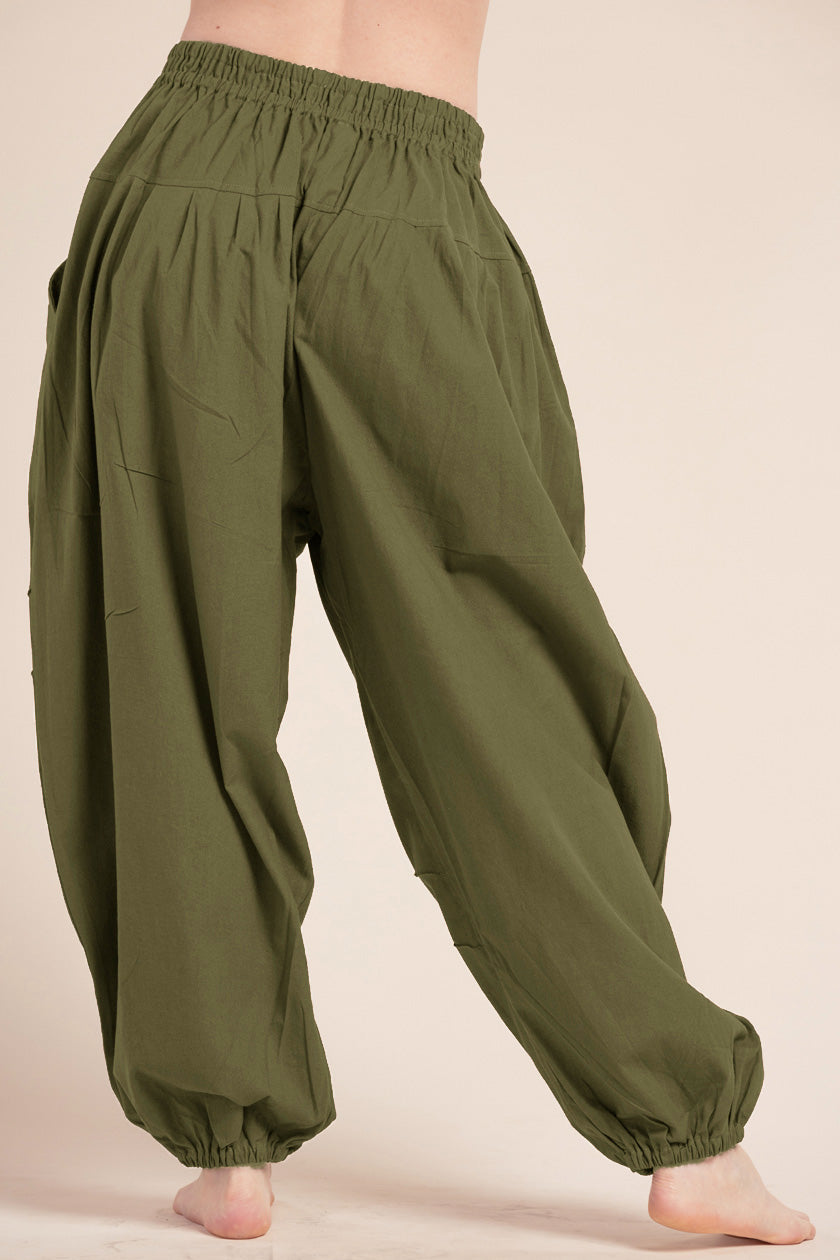 Djinn Olive Cotton Artisan Haaremihousut - Berry Piper
