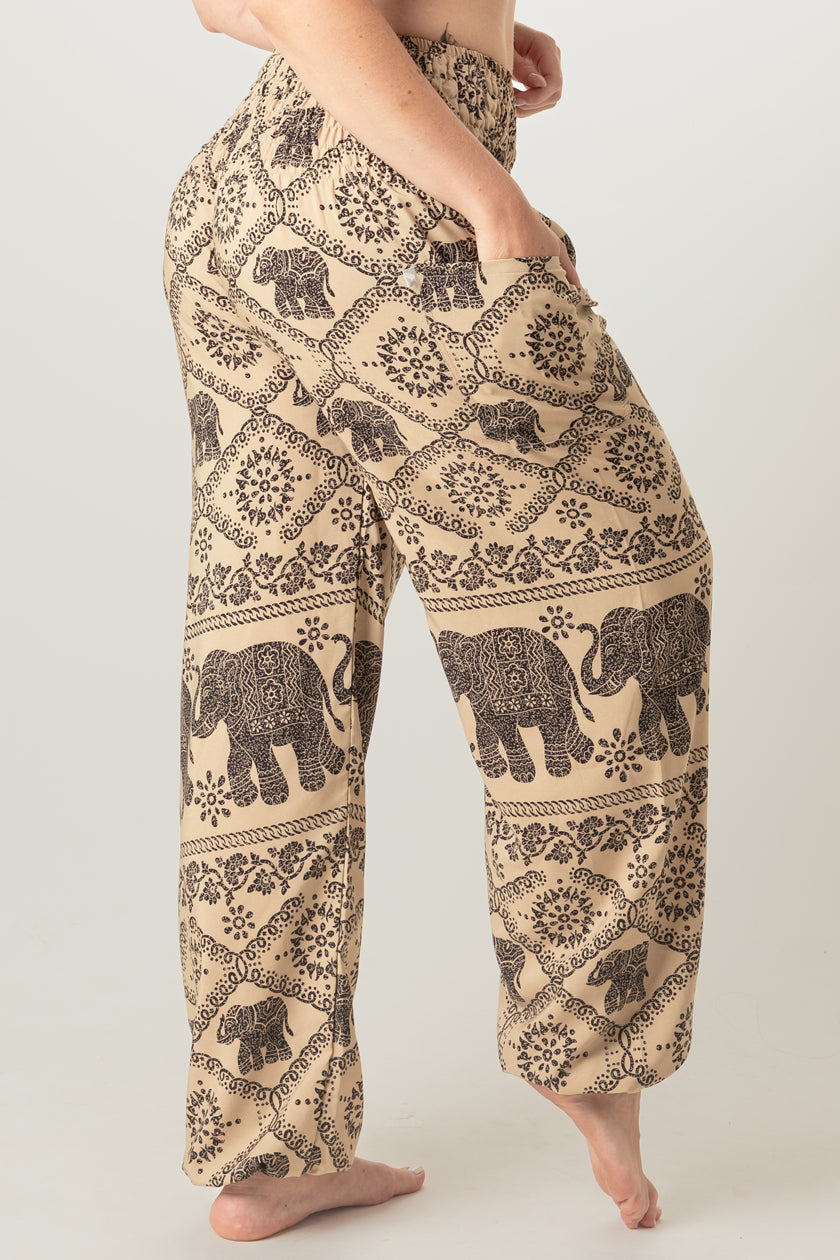 Extended Bandanna Beige Elephant Artisan Haaremihousut