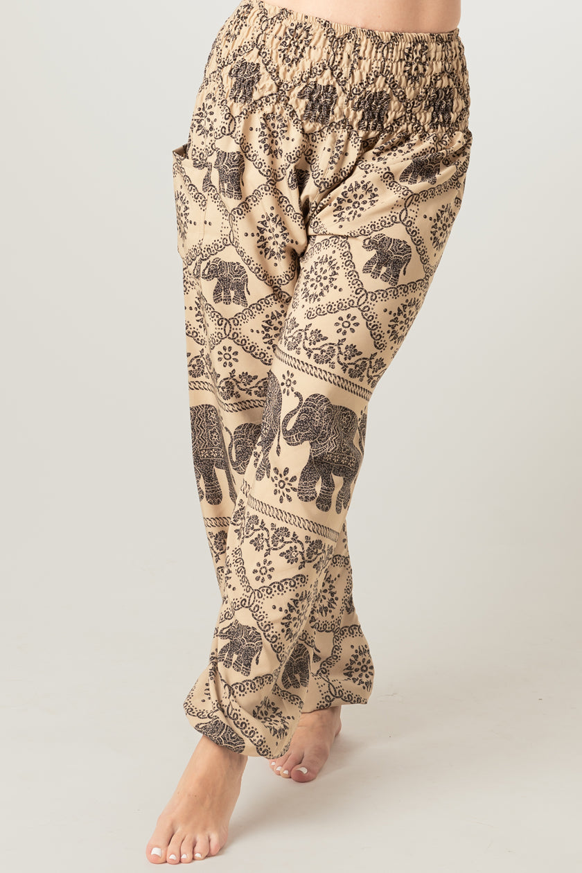 Extended Bandanna Beige Elephant Artisan Haaremihousut
