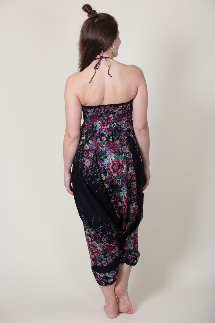 Floral Navy Artisan Jumpsuit Harem Pants