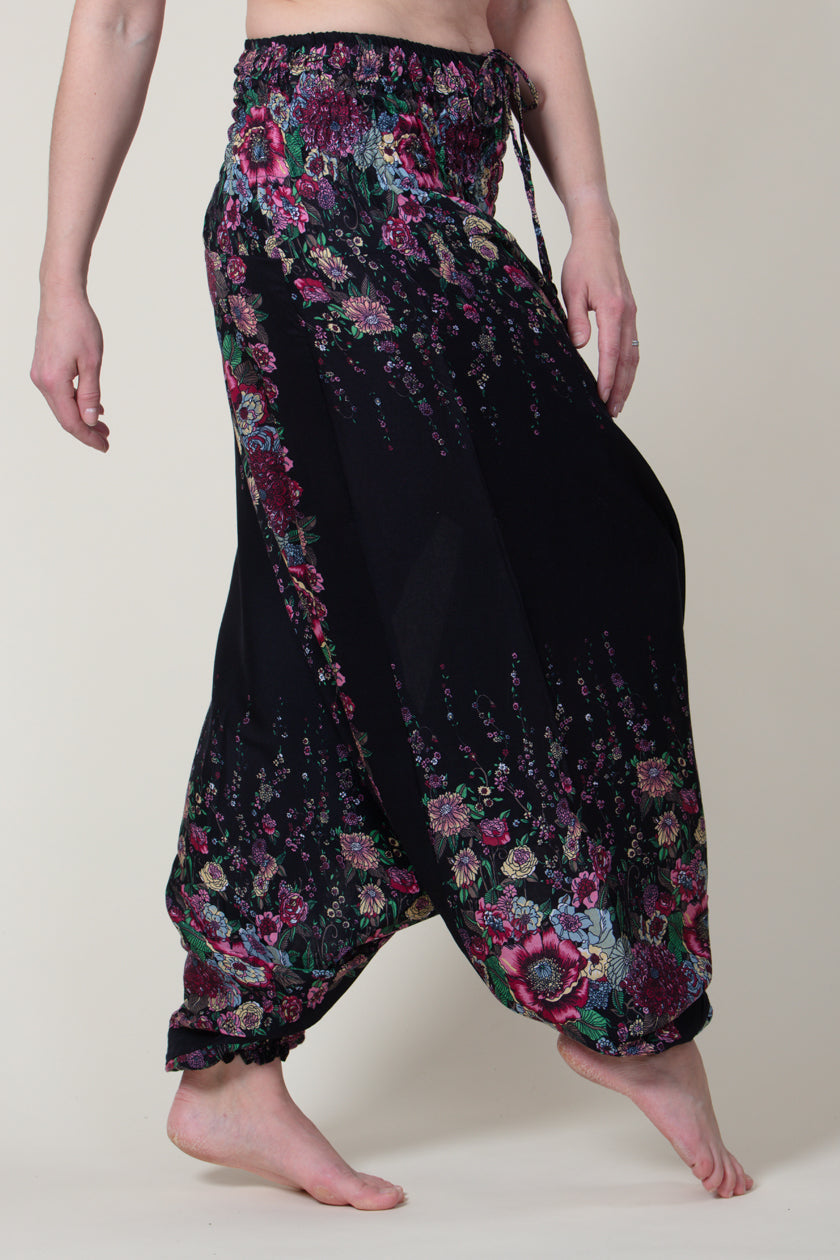 Floral Navy Artisan Jumpsuit Harem Pants