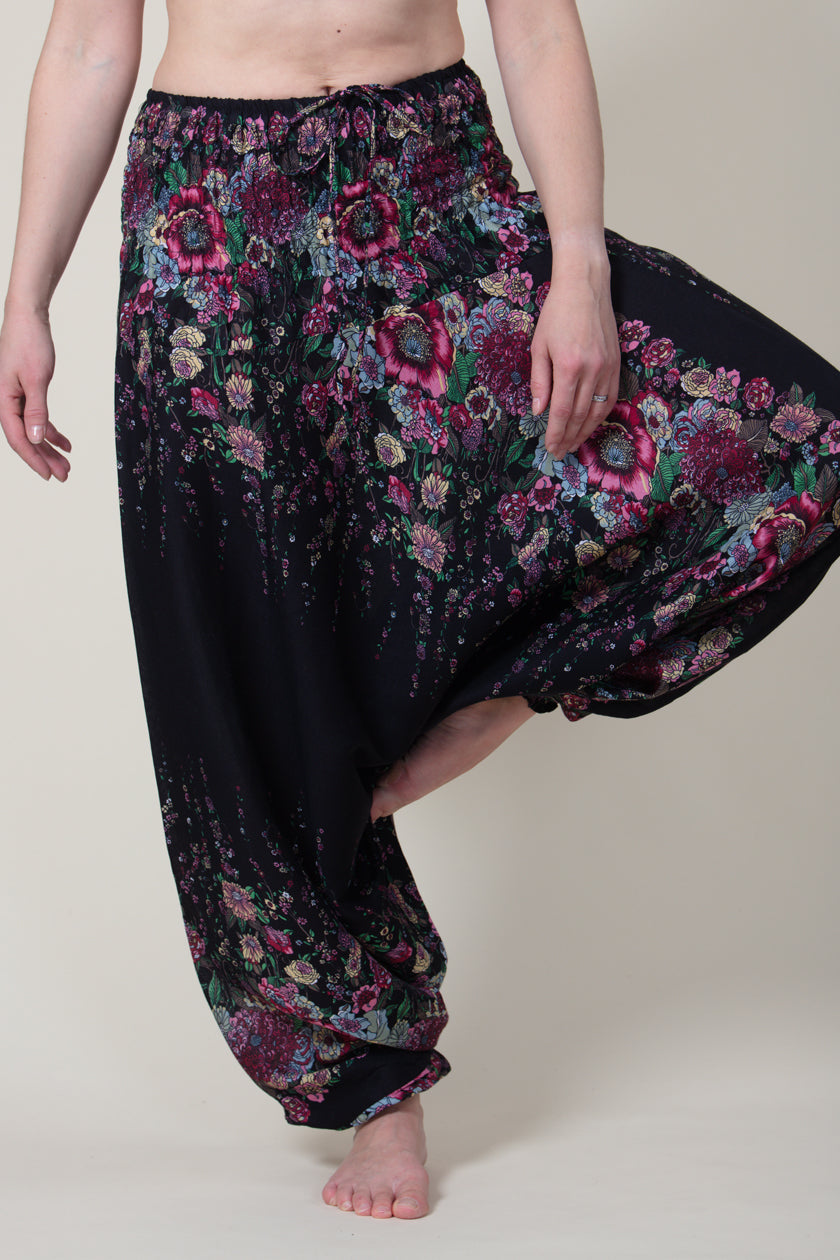 Floral Navy Artisan Jumpsuit Harem Pants
