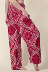 Long Bandanna Paisley Red Artisan Haaremihousut