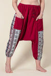 Aztec Elephant Burgundy Medium Low Cut Haaremihousut