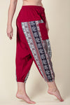 Aztec Elephant Burgundy Medium Low Cut Haaremihousut