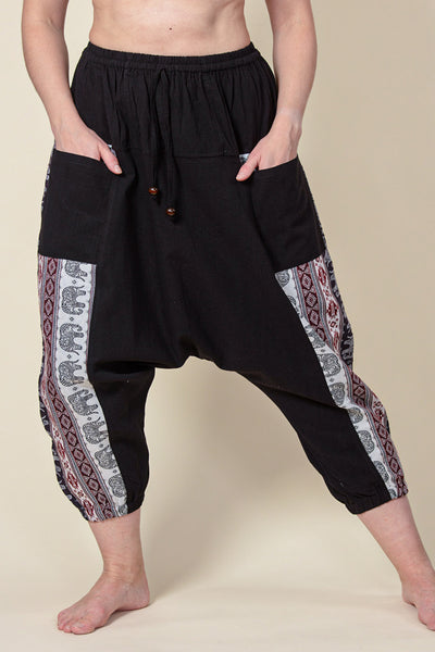 Aztec Elephant Black Medium Low Cut Haaremihousut