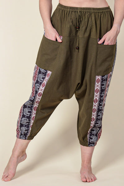 Aztec Elephant Olive Medium Low Cut Haaremihousut