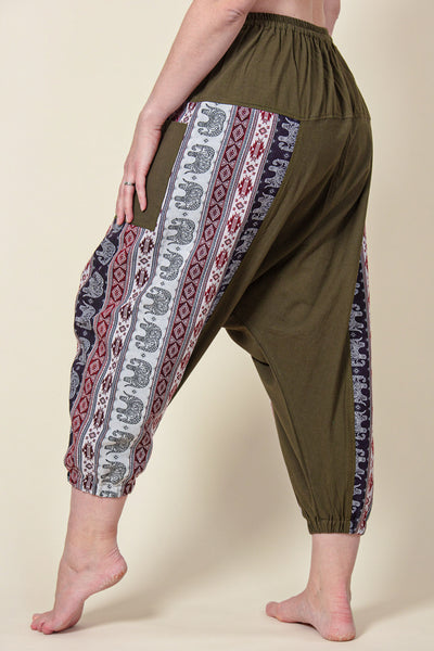 Aztec Elephant Olive Medium Low Cut Haaremihousut