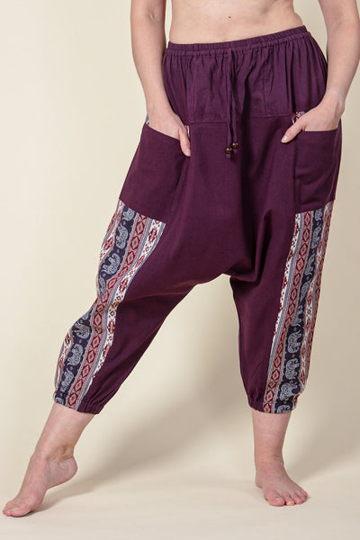 Aztec Elephant Purple Medium Low Cut Haaremihousut