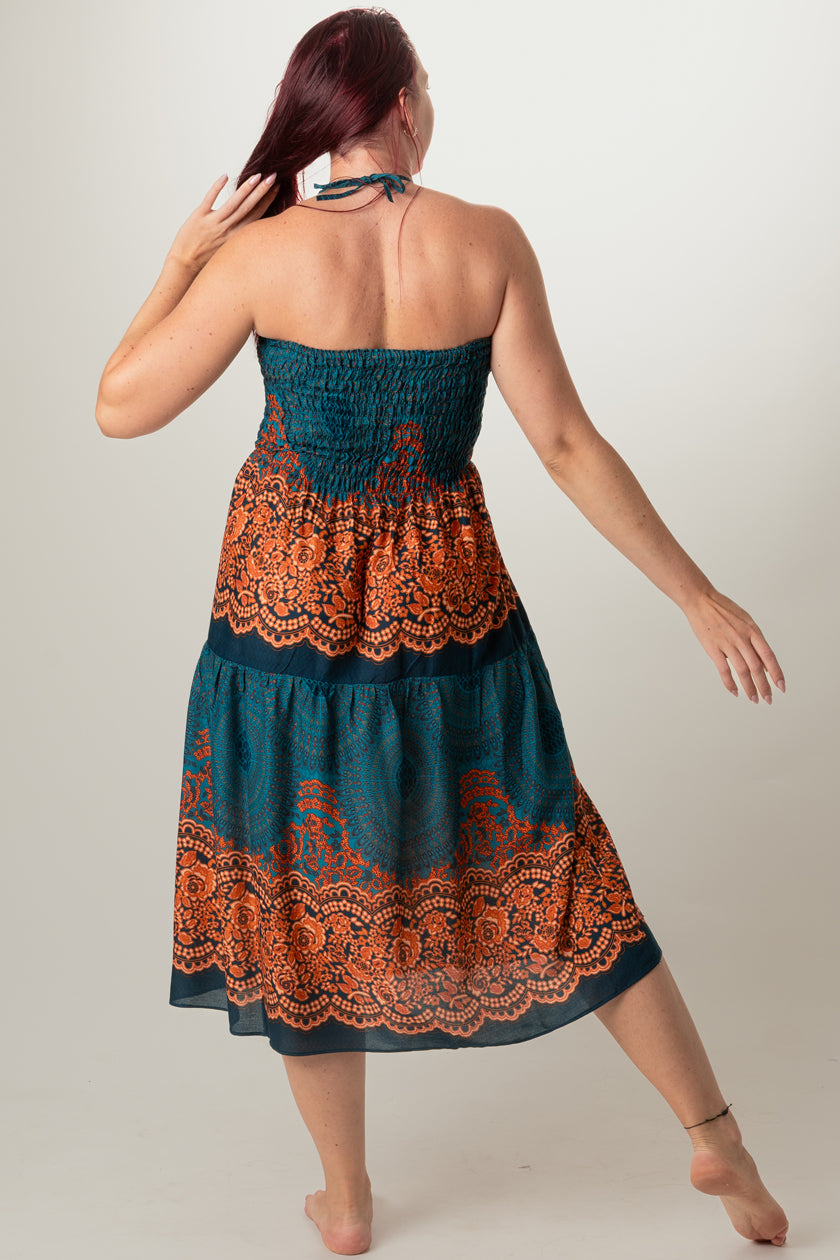 Mandala Teal Artisan Bandeau Midimekko