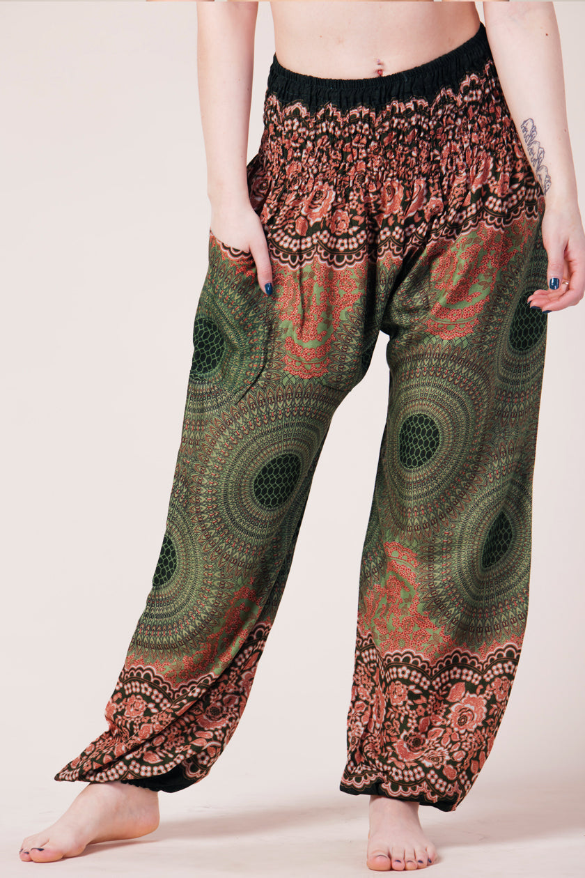 Mandala Olive Artisan Harem Pants