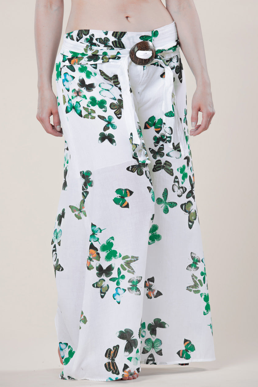 Boho White &amp; Butterflies Artisan Palace Pants