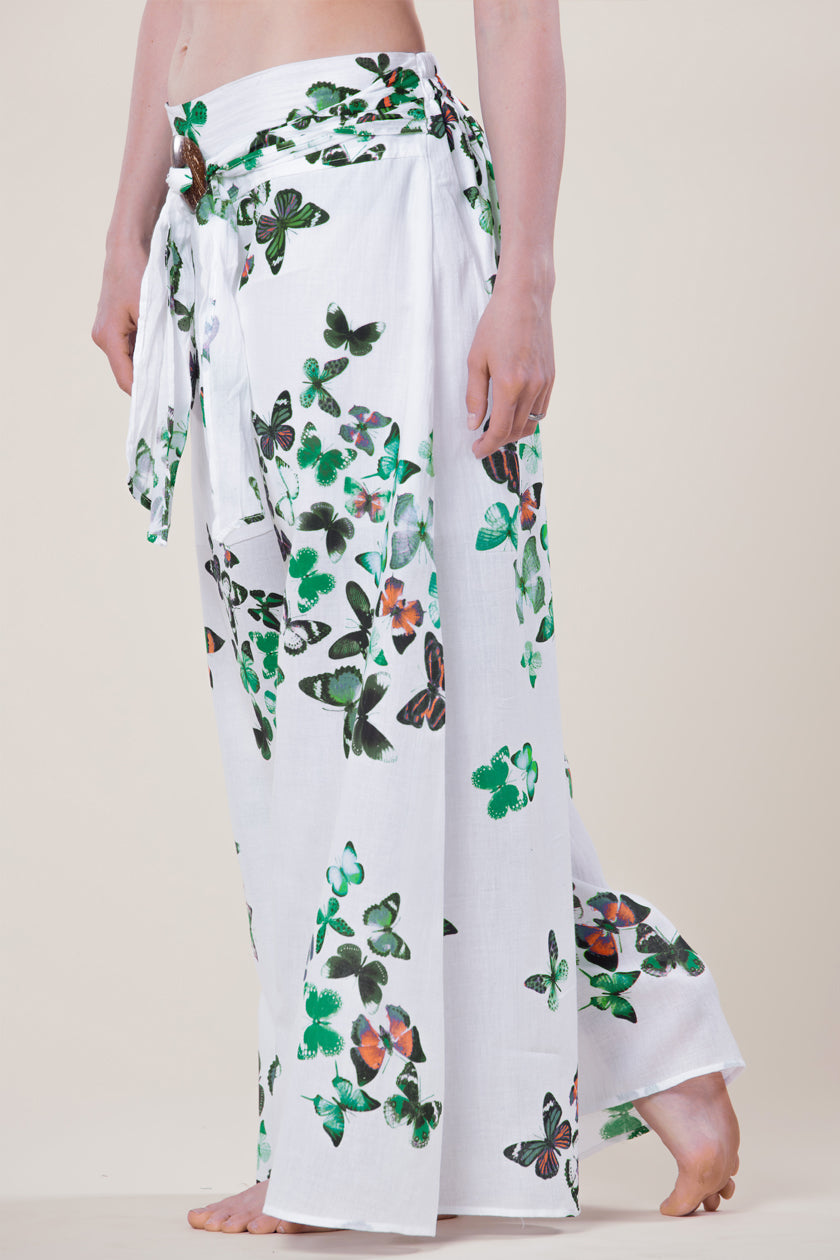 Boho White &amp; Butterflies Artisan Palace Pants
