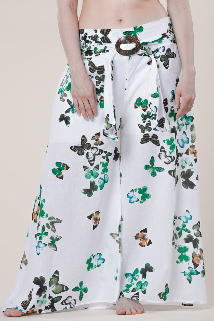 Boho White &amp; Butterflies Artisan Palace Pants