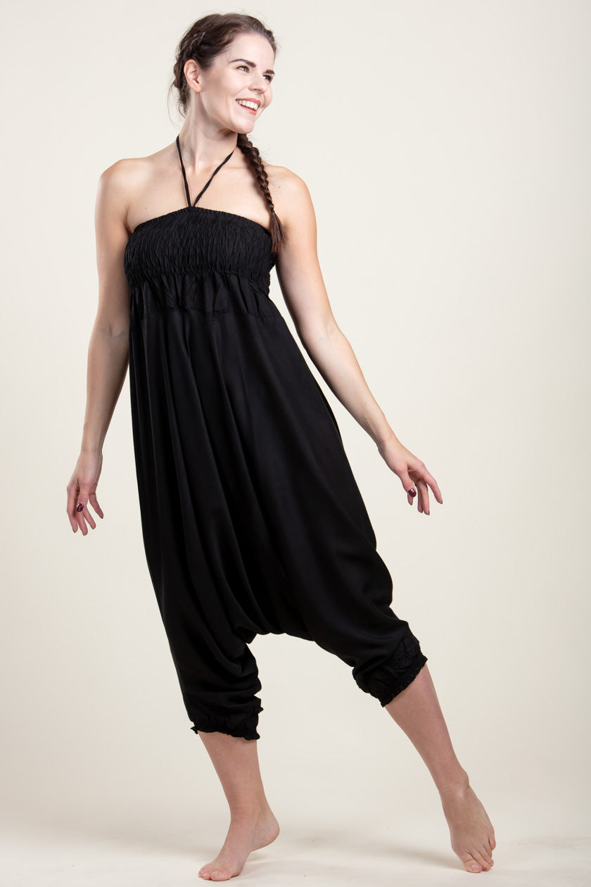 Boho Black Artisan Jumpsuit Haaremihousut