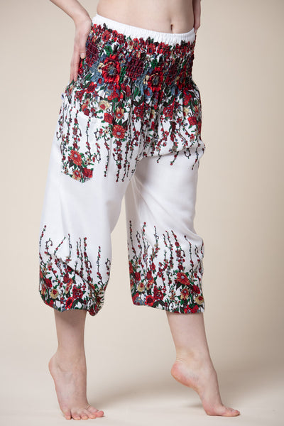 Floral White Artisan Haaremihousut