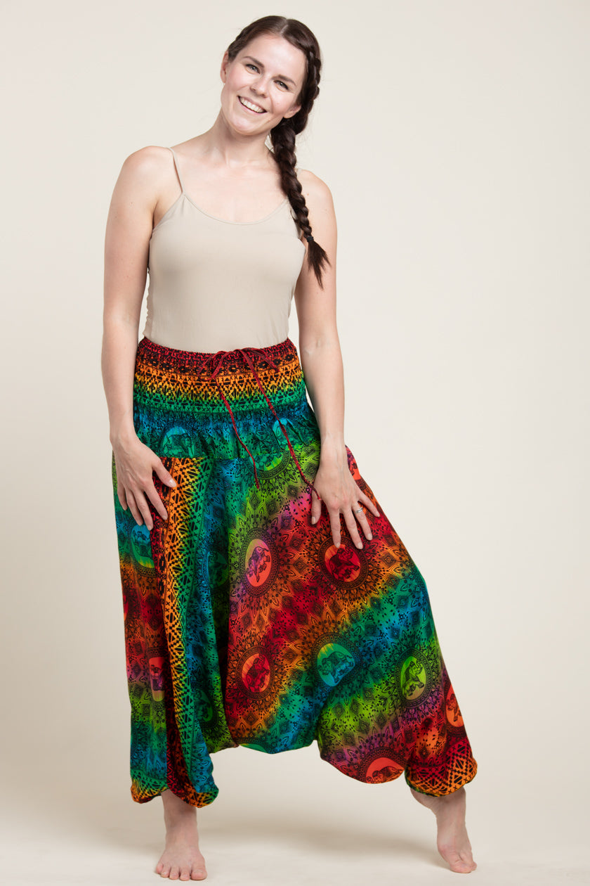 Rainbow Elephant Artisan Jumpsuit Harem pants