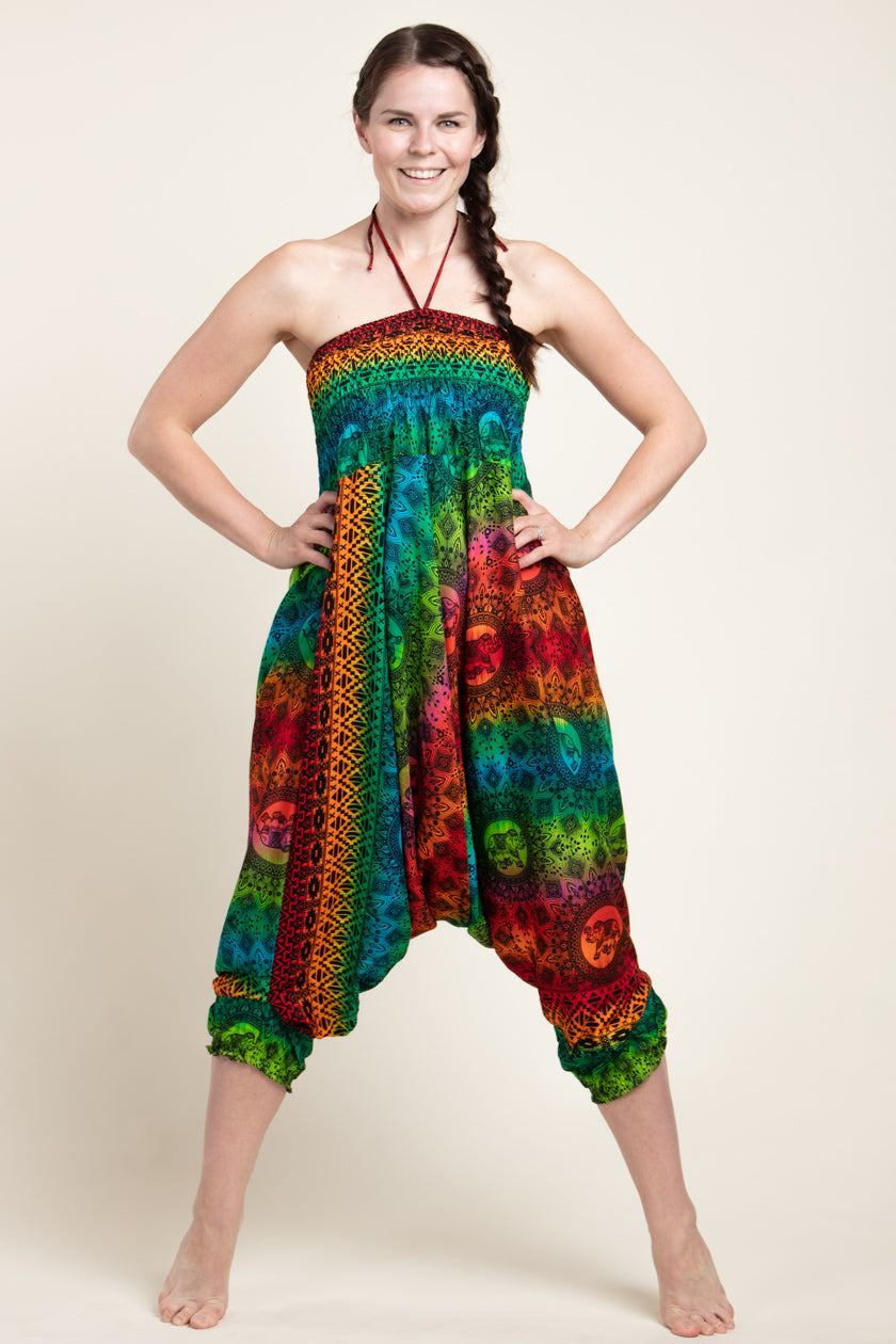 Rainbow Elephant Artisan Jumpsuit Harem pants