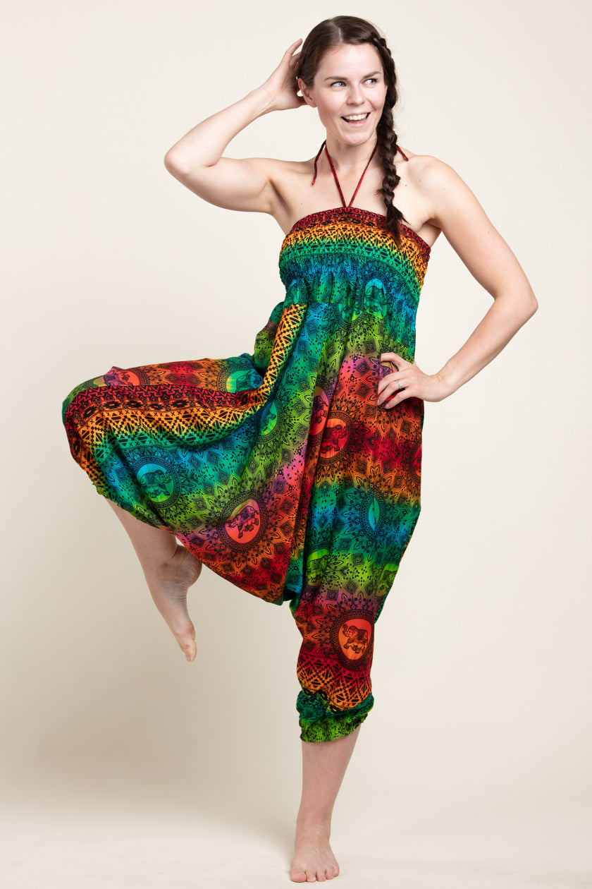 Rainbow Elephant Artisan Jumpsuit Harem pants