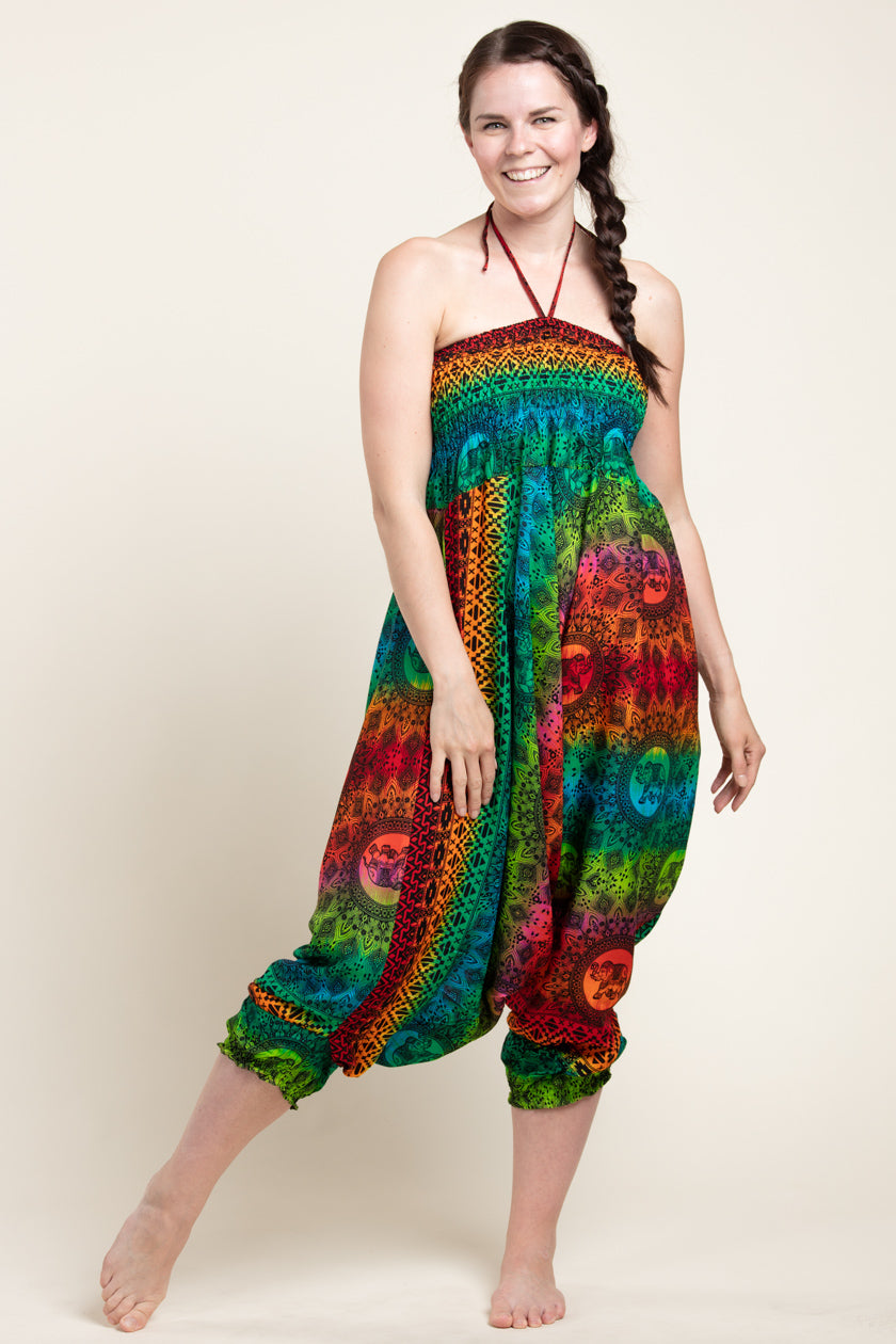 Rainbow Elephant Artisan Jumpsuit Harem pants