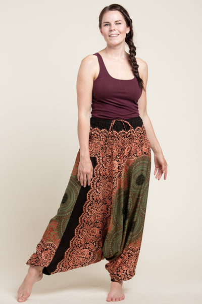 Mandala Olive Artisan Jumpsuit Haaremihousut