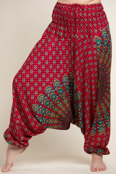 Peacock Mandala Red Artisan Jumpsuit Haaremihousut