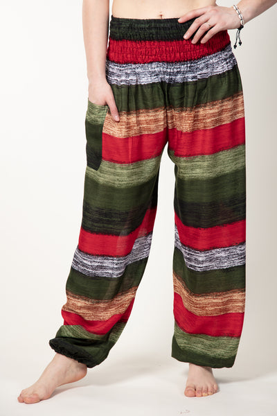 Striped Green Artisan Haaremihousut