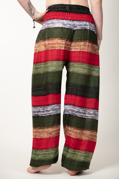 Striped Green Artisan Haaremihousut