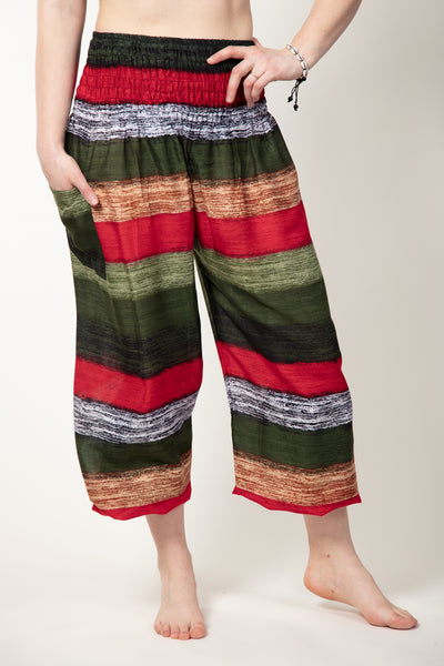 Striped Green Artisan Haaremihousut