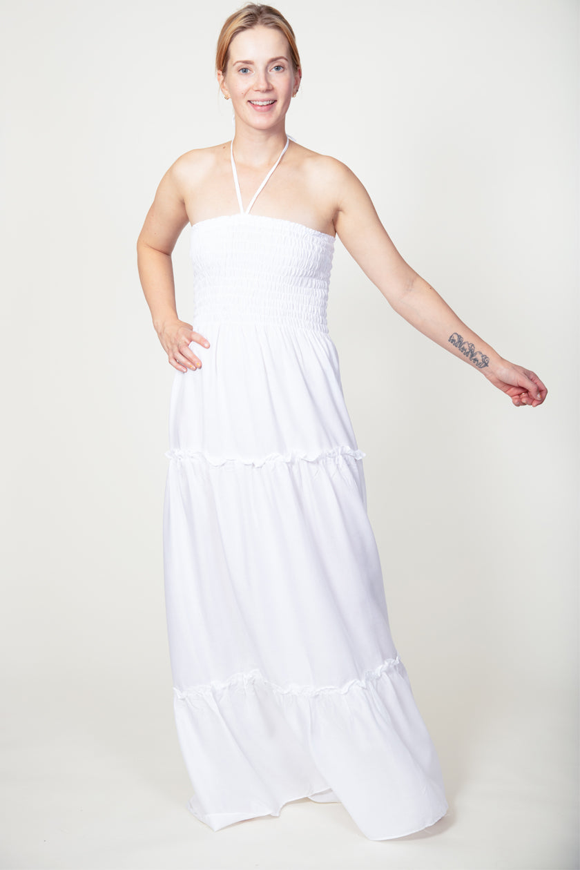 Boho White Artisan Bandeau Maksimekko