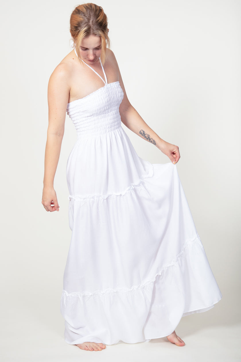 Boho White Artisan Bandeau Maksimekko