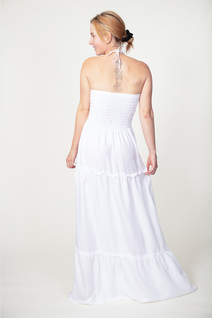 Boho White Artisan Bandeau Maksimekko