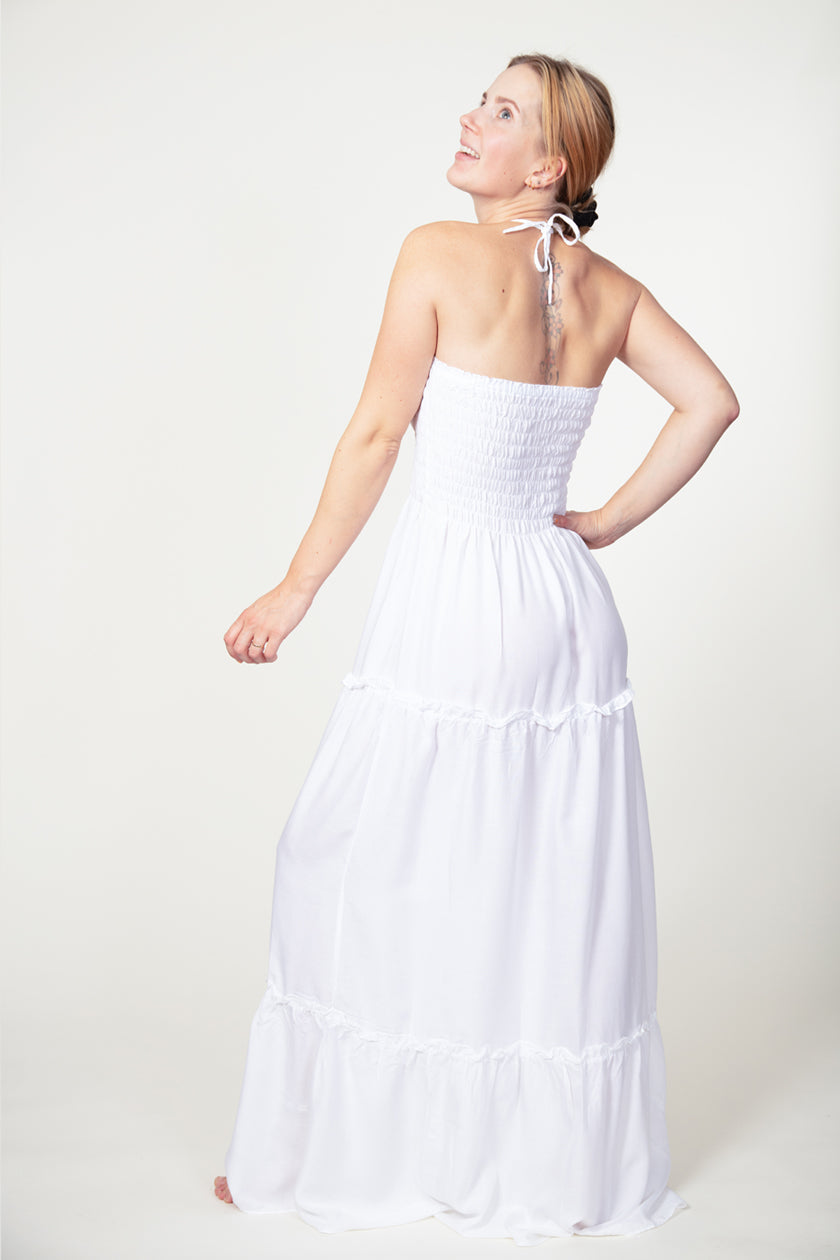 Boho White Artisan Bandeau Maksimekko