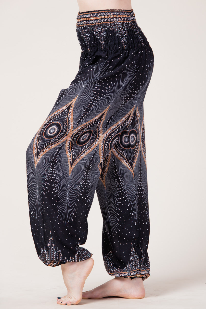 Diamond Peacock Black Artisan Harem Pants