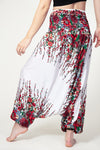 Floral White Artisan Jumpsuit Haaremihousut