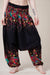 Floral Black Artisan Low Cut Haaremihousut